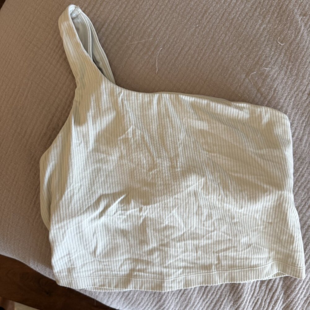 lululemon Ribbed Nulu Asymmetrical Yoga Tank Top - Size 8 - Cream